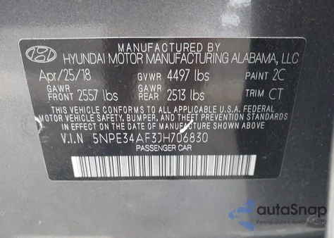 2018 Hyundai Sonata Sport+ из США, поврежденный, VIN 5NPE34AF3JH706830